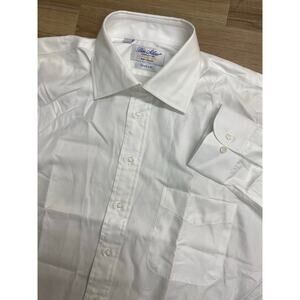 Ben Silver Charleston solid white cotton button up pocket dress shirt, 16.5-33